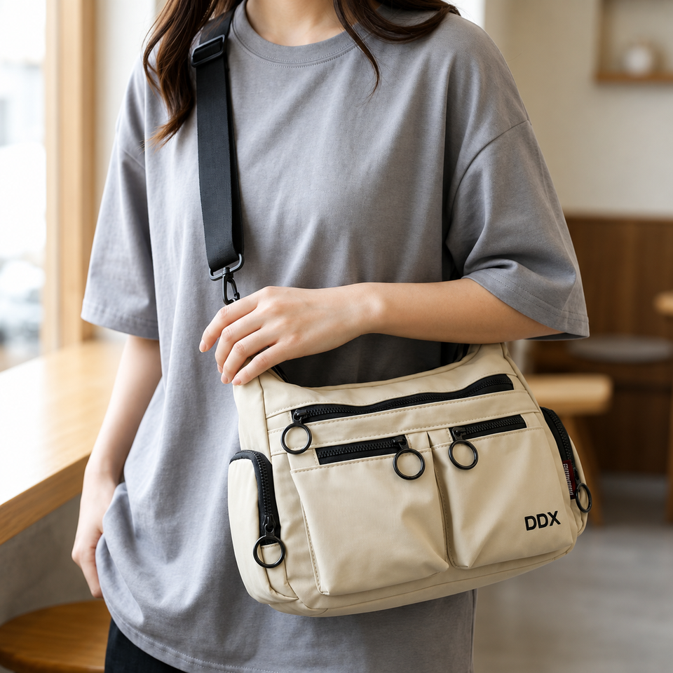 [Buy One Get One Free] Slim Nylon Belt Multi-Pocket Crossbody Handbag