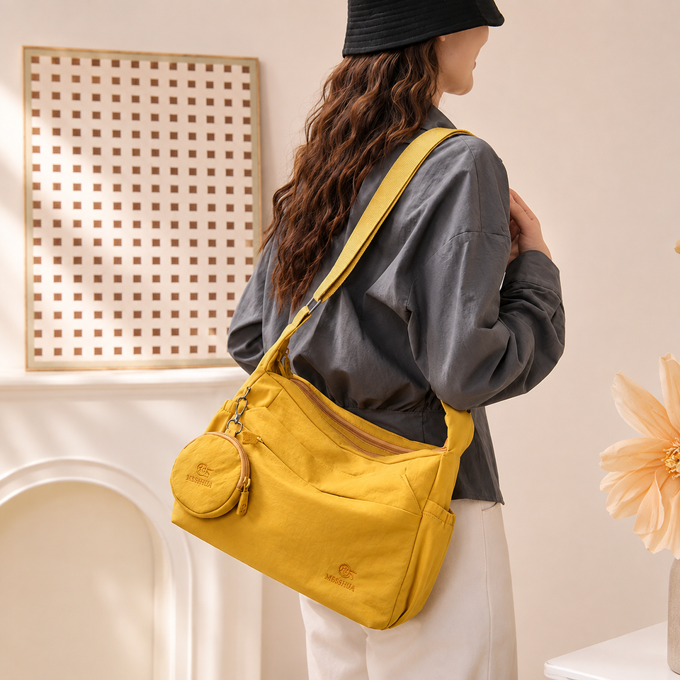[Buy 1 Get 1 Free] Nylon Multi-Compartment Messenger Handbag