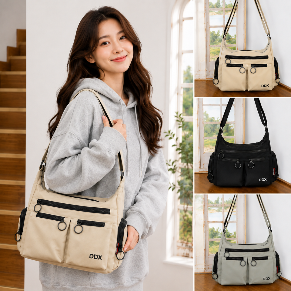 [Buy One Get One Free] Slim Nylon Belt Multi-Pocket Crossbody Handbag