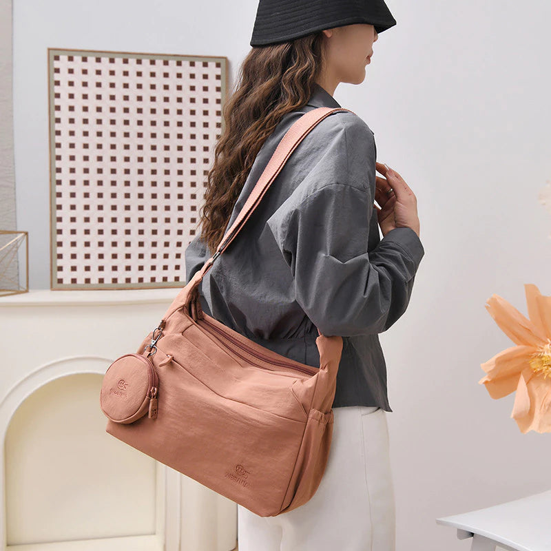 [Buy 1 Get 1 Free] Nylon Multi-Compartment Messenger Handbag